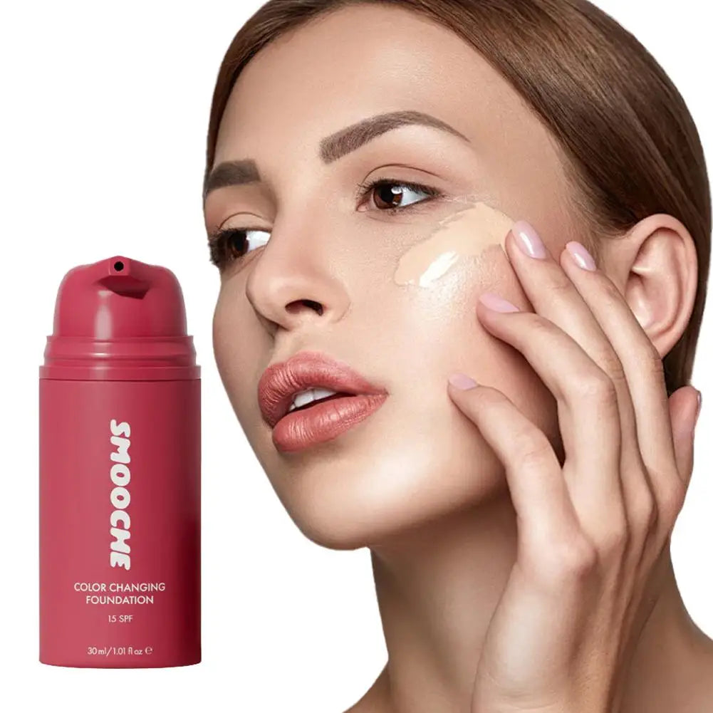 Smooche Color Changing Foundation Self-Adjusting Shade High Covers Imperfections Long-Lasting Makeup Retention Korean Cosmetics