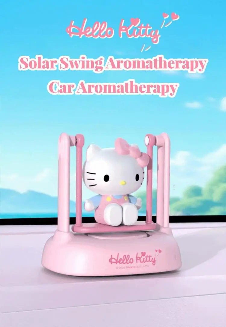 Interesting Hello Kitty Kuromi Solar-Powered Aroma Diffuser Car Perfume Car Decoration Item - A Gift for Boys and Girls