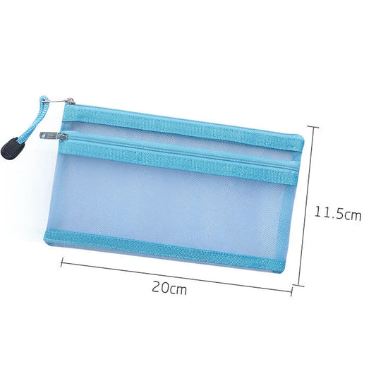 Transparent Mesh Zipper Pencil Case - A6 Clear Nylon Makeup & Stationery Pouch - photo 6