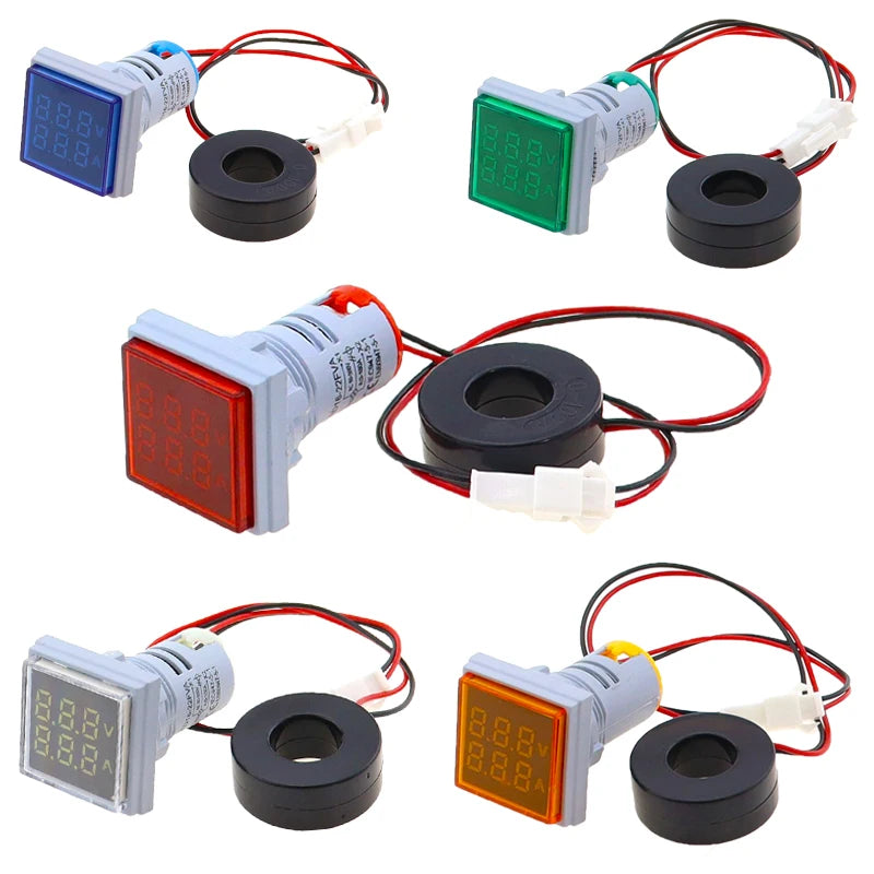 110V 220V AC Digital Voltmeter Ammeter 50-500V 0-100A Square Round Voltage Current Meter Car Volt Tester Test Gauge Amp Detector