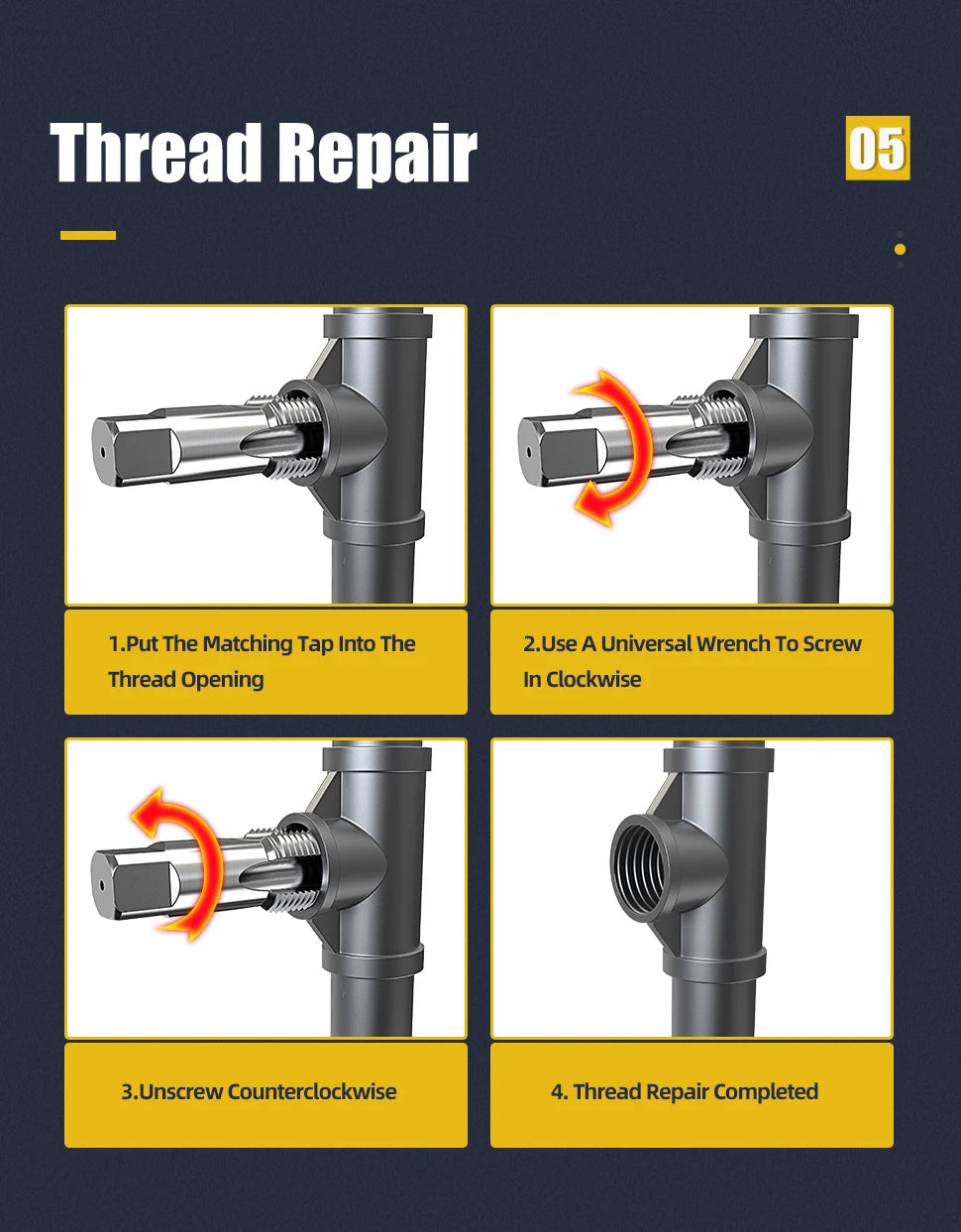 TOOLEYE Double Head Screw Extractor Drill Bits Set Damaged Water Pipe Broken Bolt Screws Remover Tools Valve Thread Repair Taps