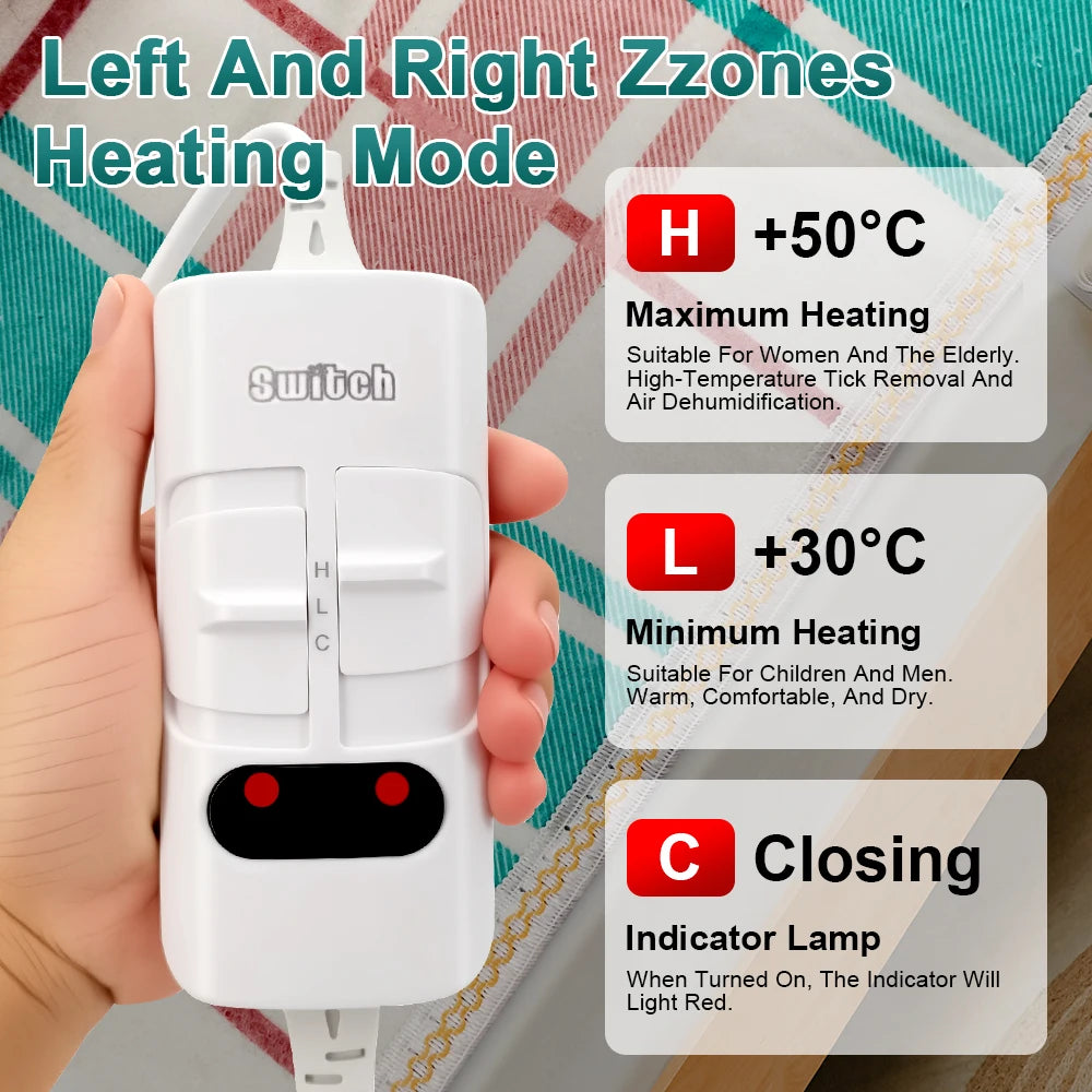 Electric Heating Blanket with Thermostat (220V, EU Plug)