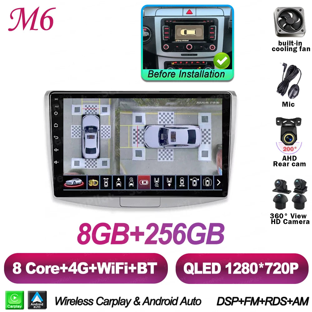 For Volkswagen VW Passat B6 B7 B8 CC 2007- 2021 Android 16 Multimedia Video Player Carplay Intelligent System Wifi 4G 8 Core
