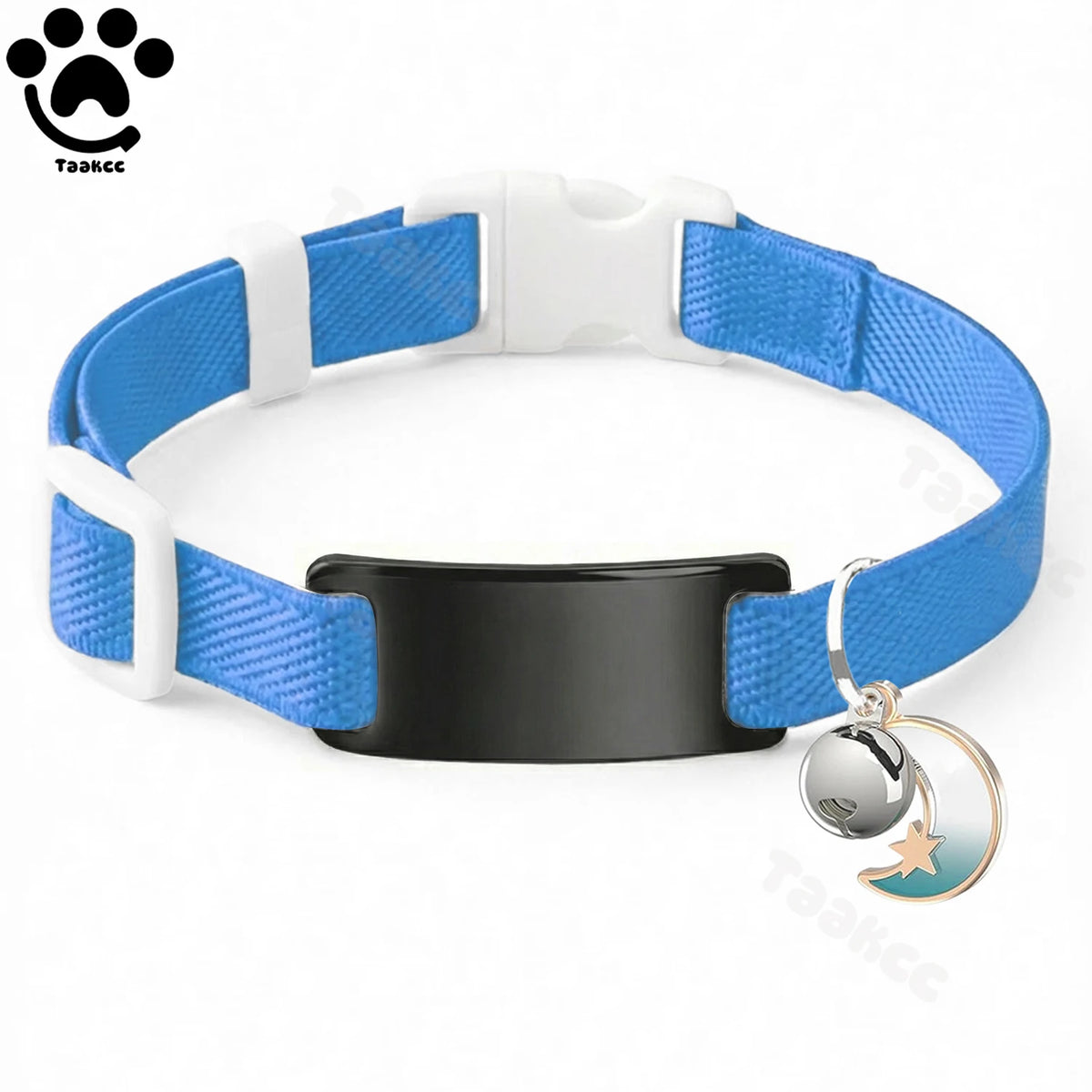 Customized Fashion Elastic Cat Collar Free Engraved Puppy Kitten Anti-lost Pet ID Nameplate Necklace With Bell & Moon Ornament