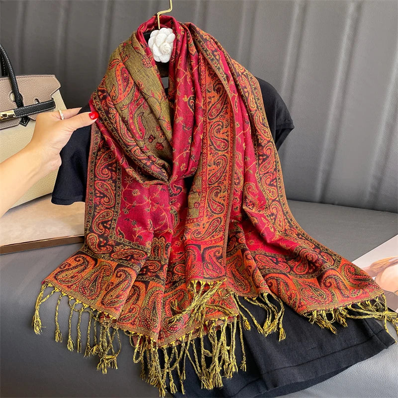Women's Printed Pashmina Shawl, Soft Winter Scarf
