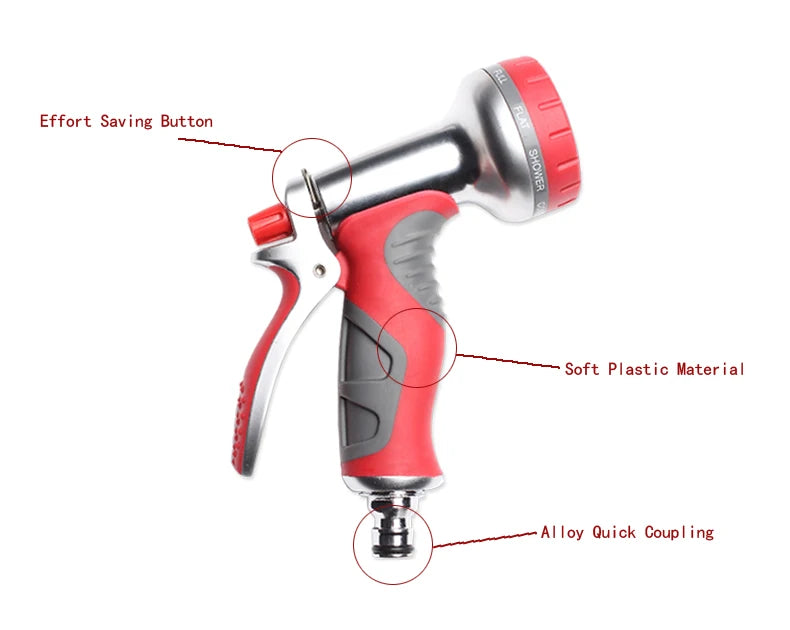 Adjustable High Pressure Watering Gun 9 Modes Garden Sprayer Nozzle for Plant Lawn Yard Irrigation - Water Saving Sprinkler