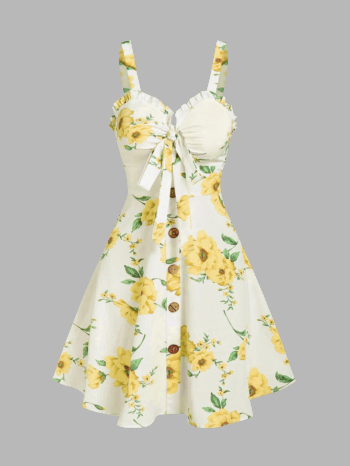 Dressfo 2026 Women's Floral Print Vacation Sundress Garden Party Dress Summer Ruffled Bowknot Mini Dress Vestidos