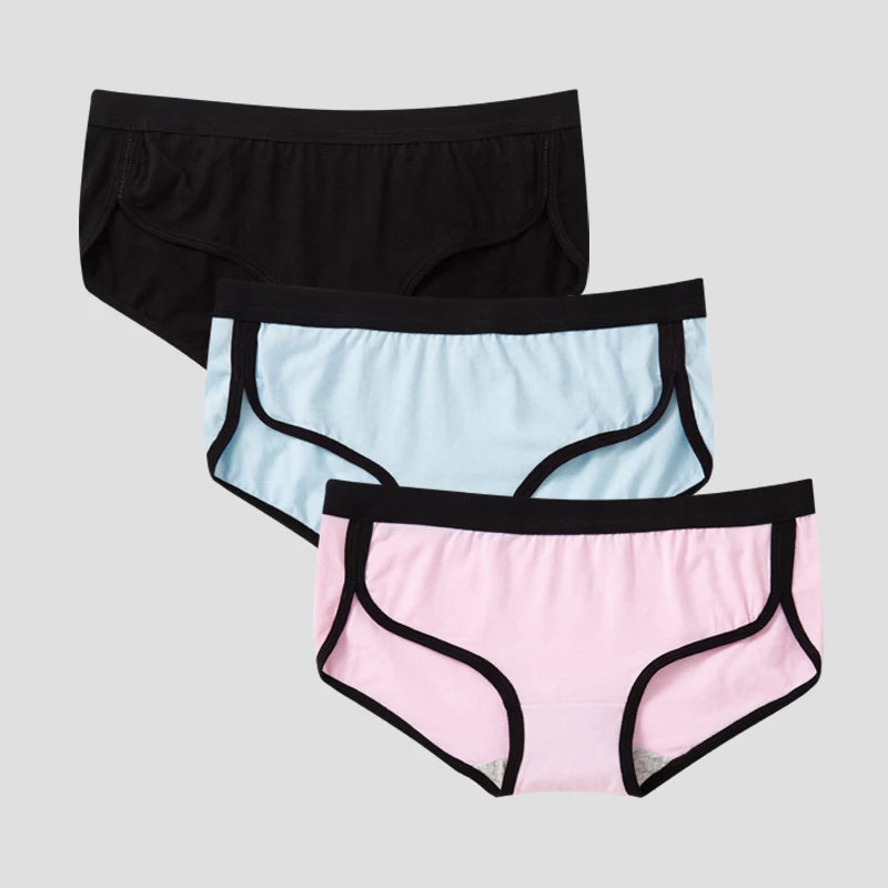BANNIROU 3-Pack Cotton Briefs – Breathable Low-Rise Panties
