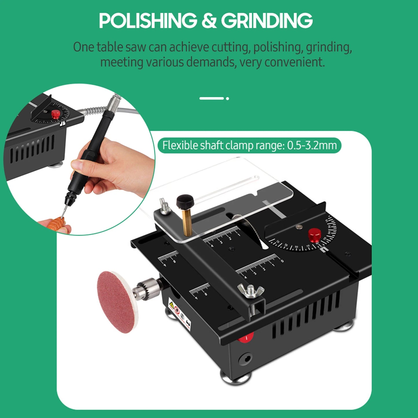 100W Multi Functional Table Saw Mini Desktop Electric Saw Cutter Speed and Angle Adjustable Liftable Blade 16MM Cutting Depth