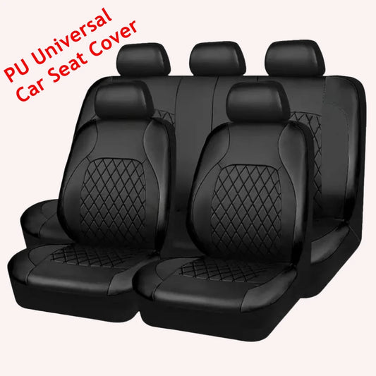 Universal PU Car Seat Covers, Black Sports Interior Set