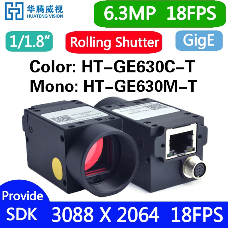 Gigabit Ethernet GigE Machine Vision Industrial Camera Color Rolling Shutter C Mouth Provide SDK Windows Linux Demo Python