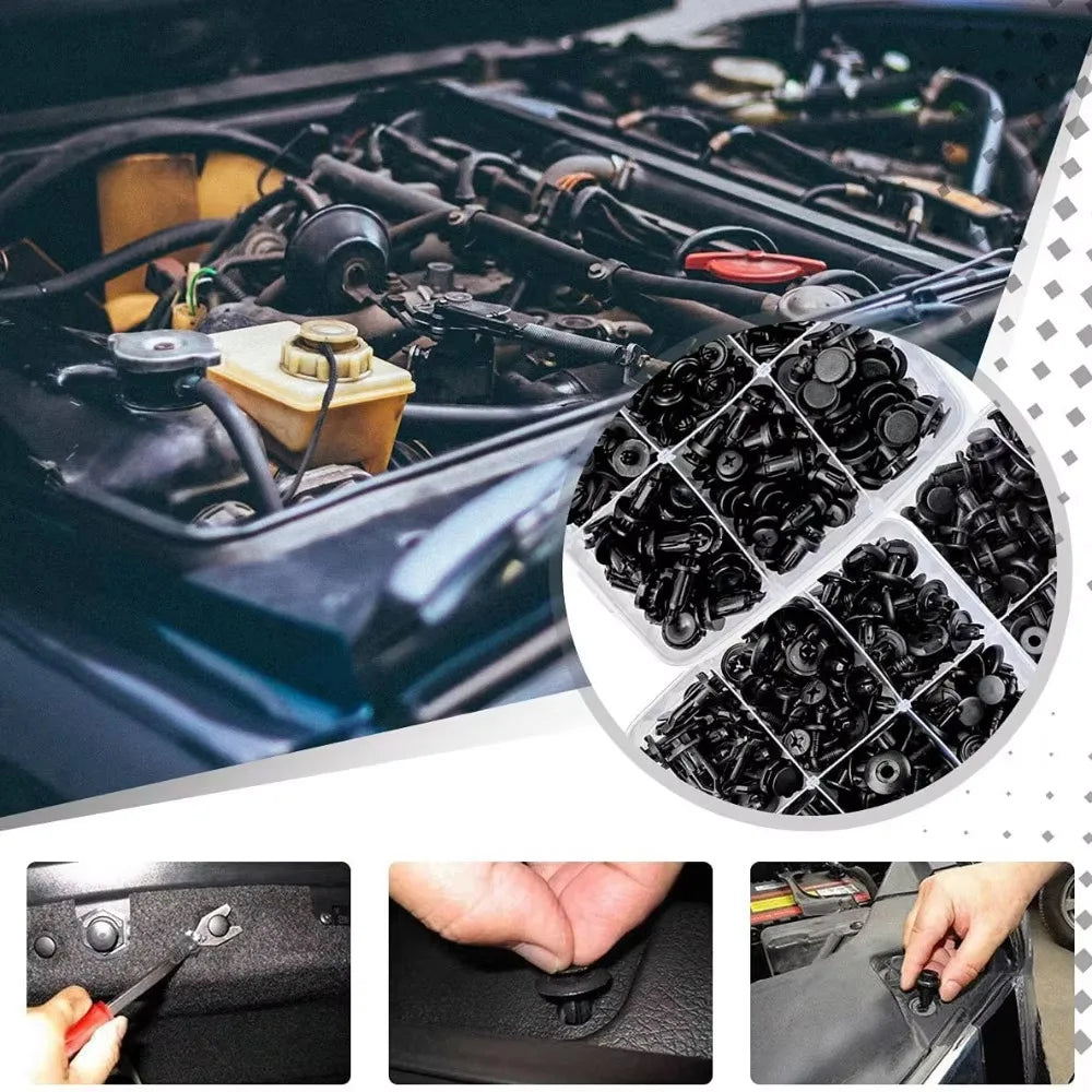 Car Push Retainer Clips & Auto Fasteners Assortment - Bumper Fender Rivets with 10Cable Ties Fasteners Remover for Toyota Honda