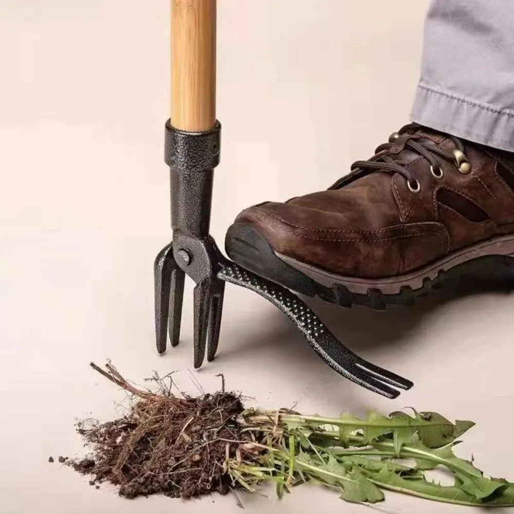 Stand Up Weed Puller Tool 4-Claw Heavy-Duty Steel Weed Remover Tool with Long Handle Adjustable Weeding Artifact