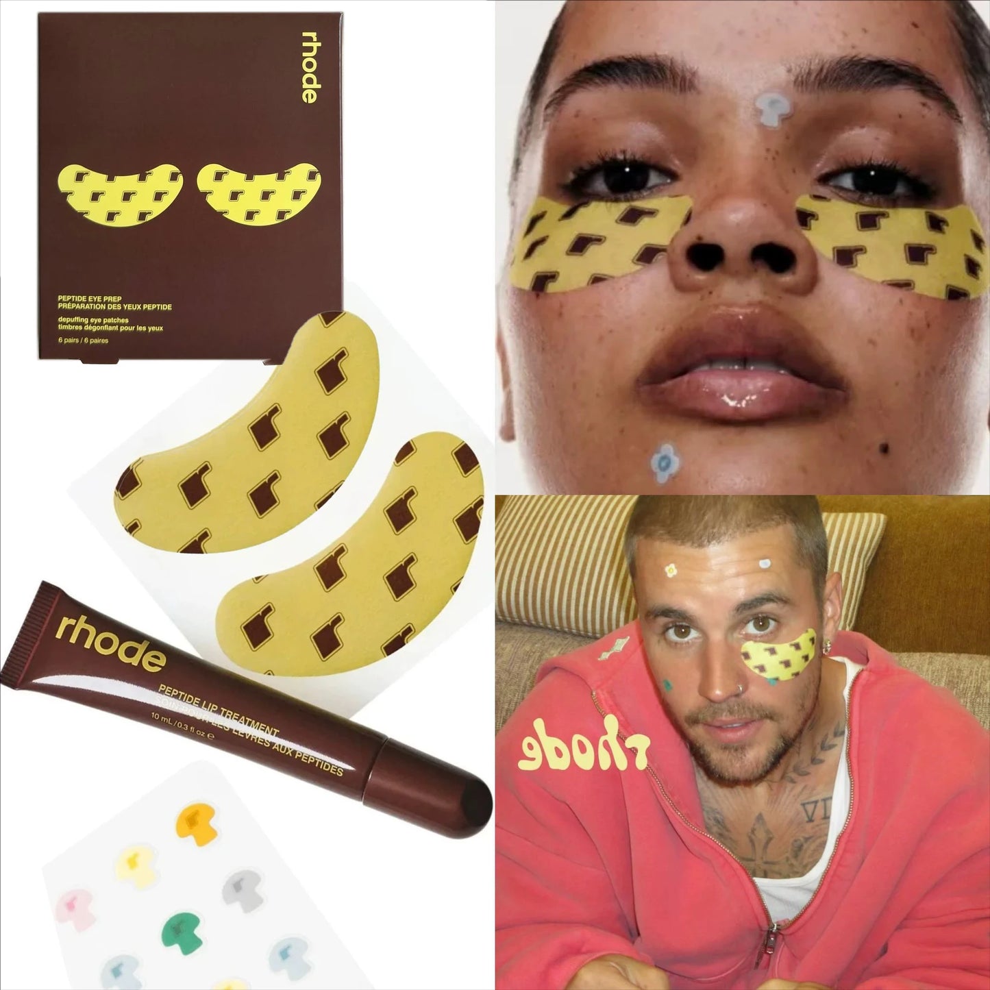Rhodeskin Peptide Banana Eye Prep Depuffing Eye Patches Care Lip Gloss Blusher Hailey Bieber Skin Makeup Moisturizer Blush Girl