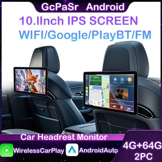 Rear Seat Headrest Entertainment Screen with Android & CarPlay