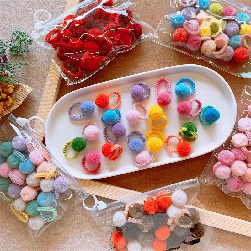 20 pcs colorful fluffy hair elastics  Kids ponytail bands  Hair accessories gift