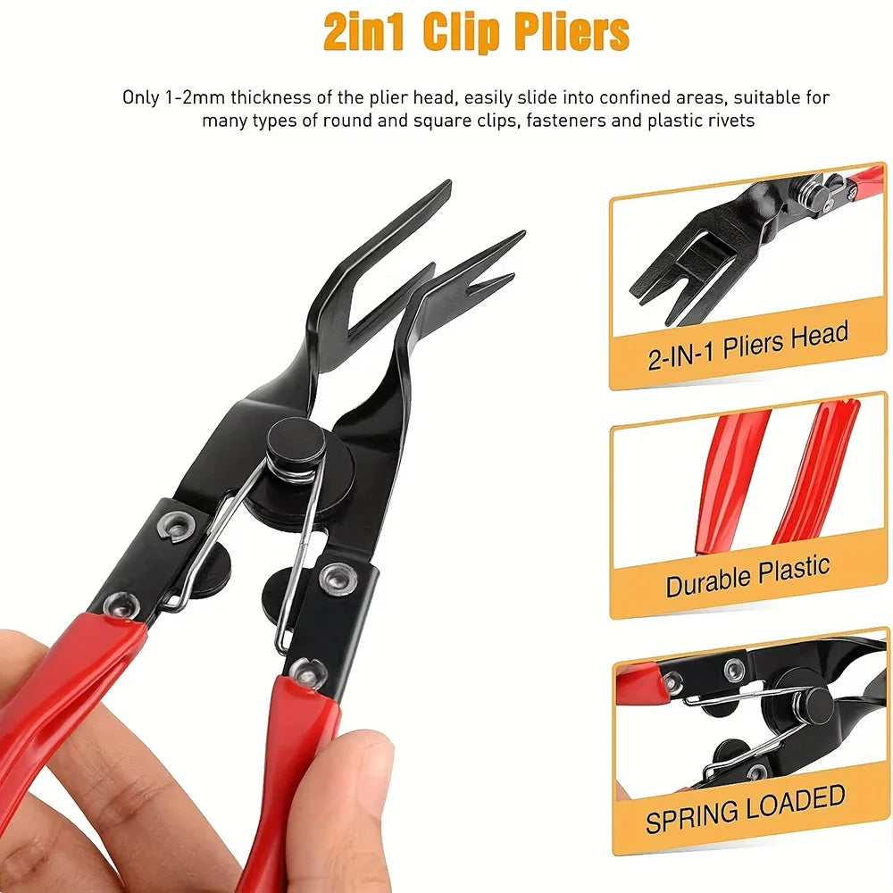 Car Clip Removal Pliers Tools Auto Body Panel Door Fastener Push Pin Trim Removal Tool Kit Automotive Pry Tool Repair Set