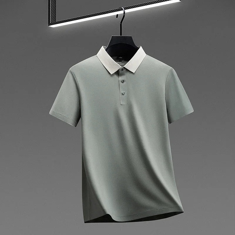 Men's Comfort-Fit Polo Shirt - Quick-Dry Contrast Collar, All Seasons