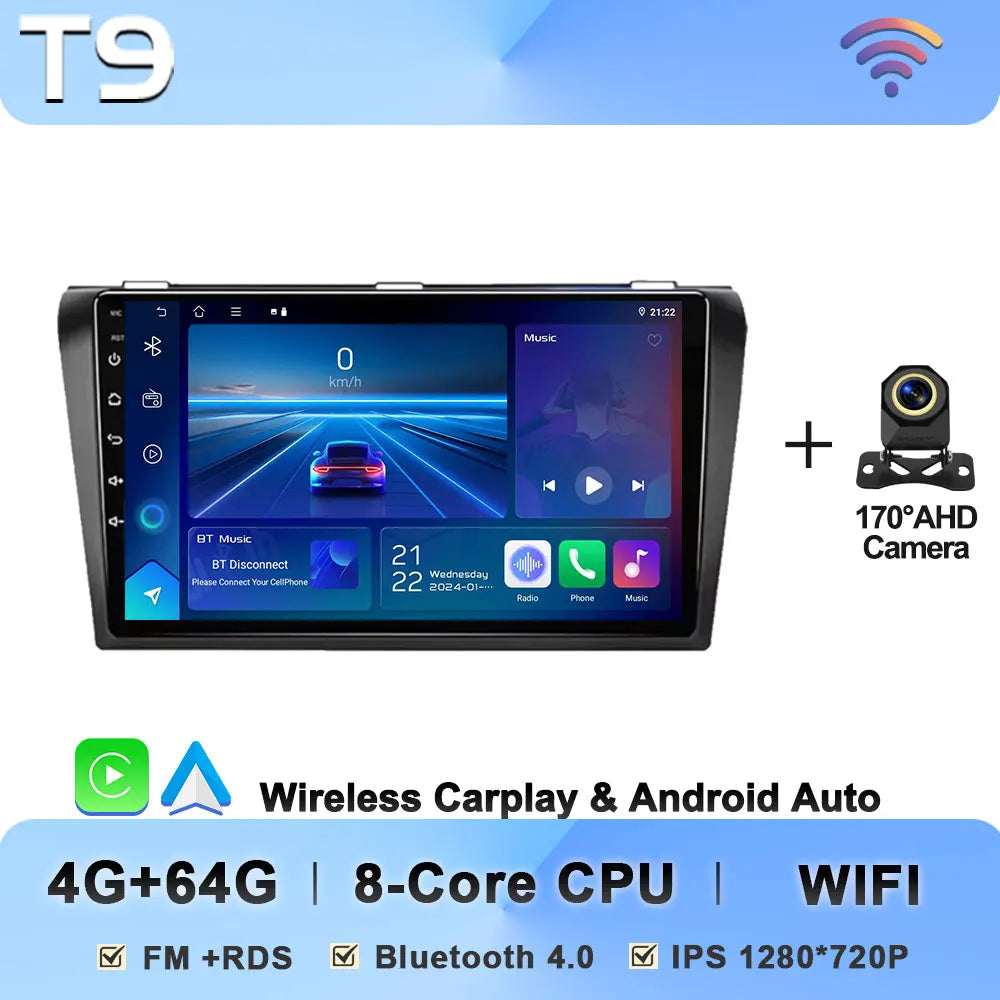8-Core Android Car Stereo for Mazda 3 (2004–2009) — CarPlay, Android Auto, GPS, 2-DIN, WiFi