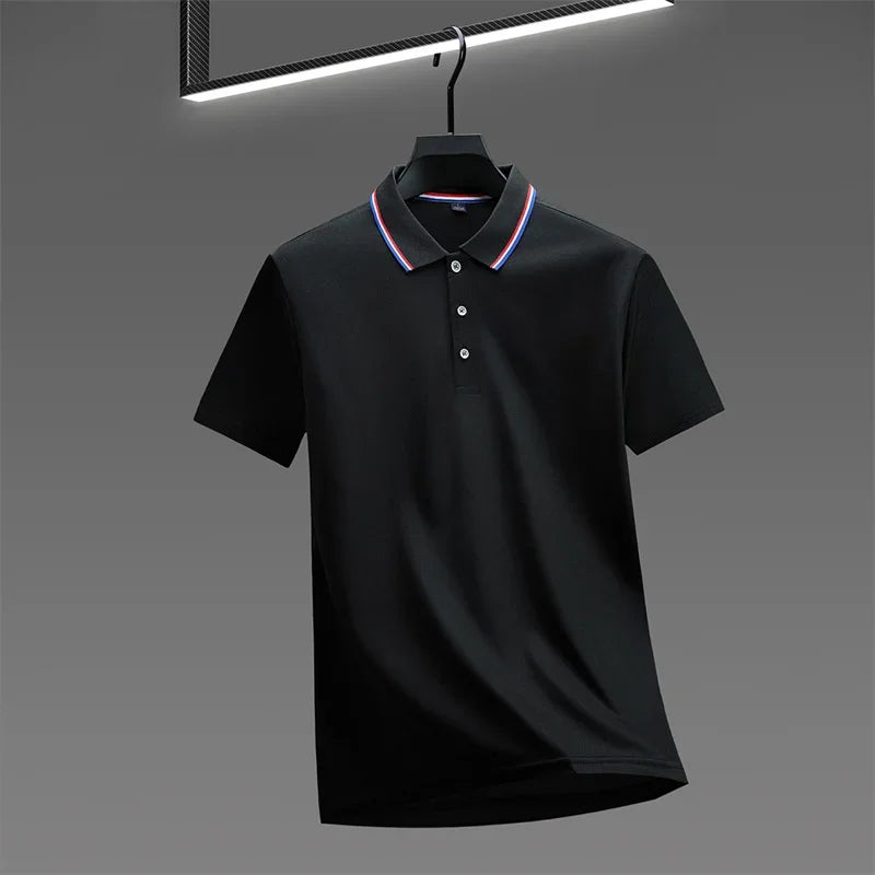 Men's Solid Polo Shirt - Anti-Wrinkle Knit, Versatile Summer Top