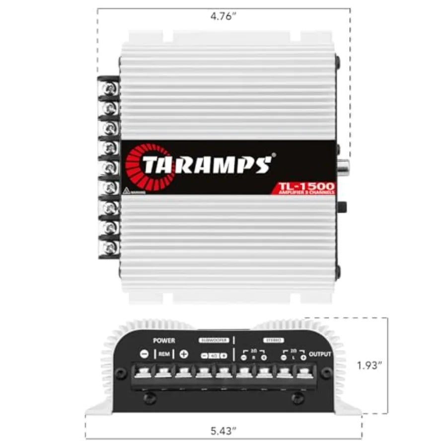 TL 1500 Full Range 390 watts RMS 3 Channels Car Audio 2 Stereo Channels 1 Sub Channel Class D Amplifier, RCA/Wire Input, Bass B