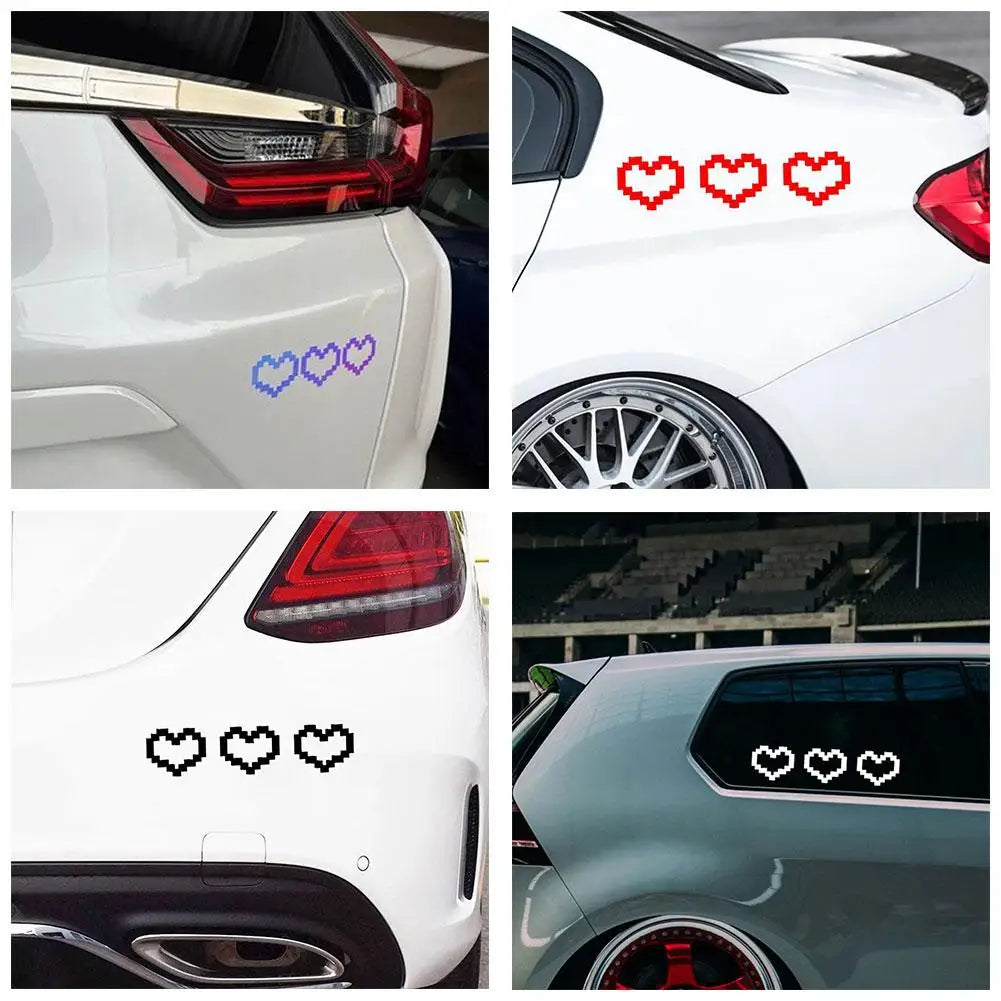 Pixel Heart Car Sticker - 6-Bit Love Decal for Window Headlight Taillight, Waterproof Vinyl Decoration to Personalize Your Car