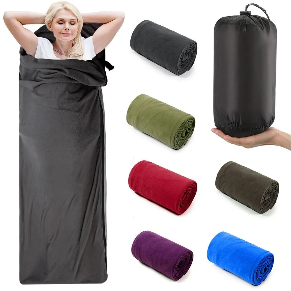 Polar Fleece Sleeping Bag Liner - Lightweight Travel and Camping Blanket