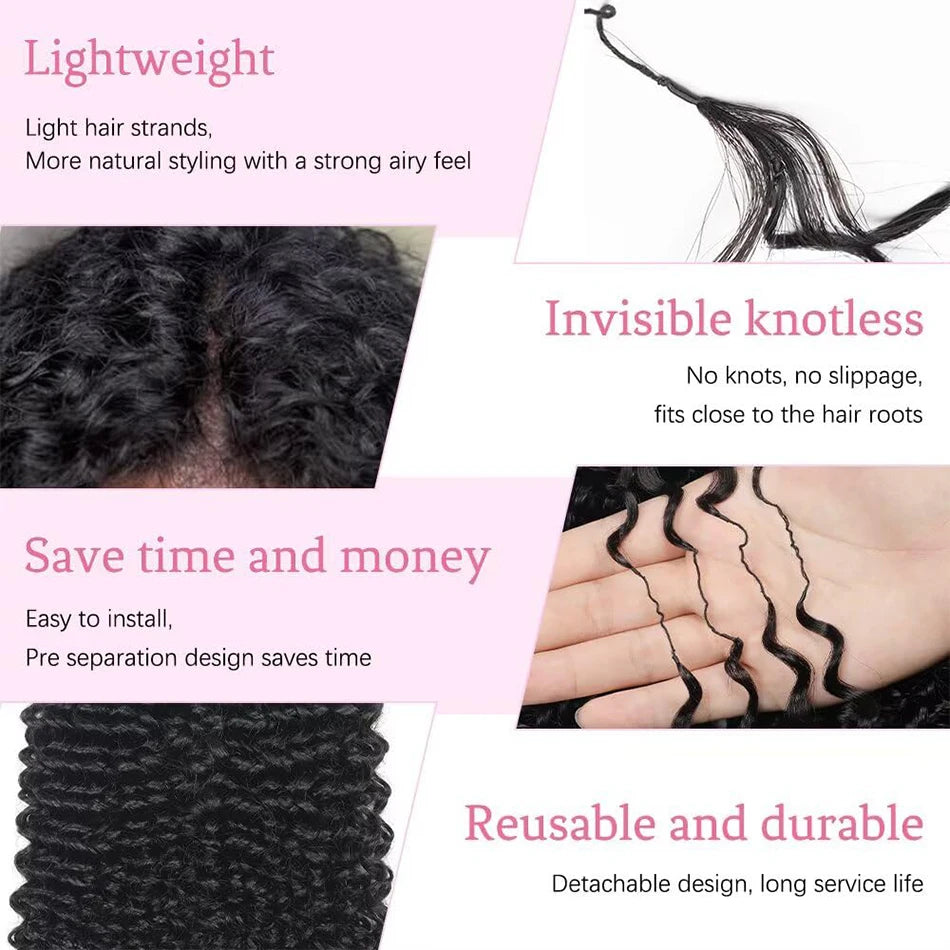 Deep Wave Crochet Human Hair Bundles Boho Braid Hair 100% Remy Pre-Separated Feather Invisible Crochet Hair Extensions For Women