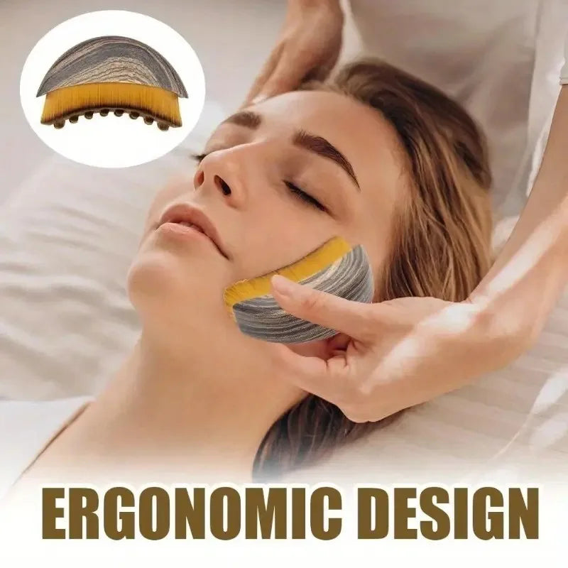 Portable Dry Facial Brush Soft Bristles Contoured Lymphatic Massage Tool Face Sculpting Device Home Spa Gentle Exfoliation Brush