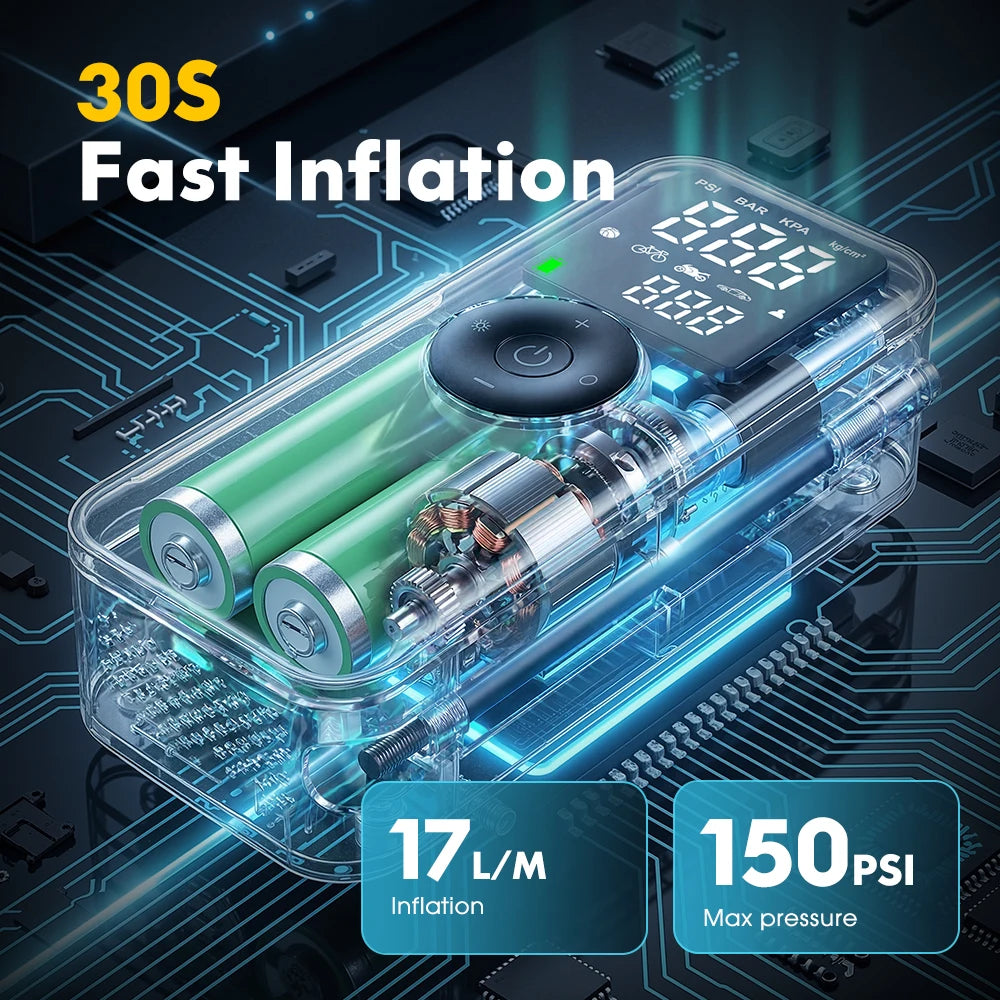 CARSUN Portable Tire Inflator Rechargeable Electric Inflator For Car  Bicycle Digital Air Compressor Football Ball Inflator Pump