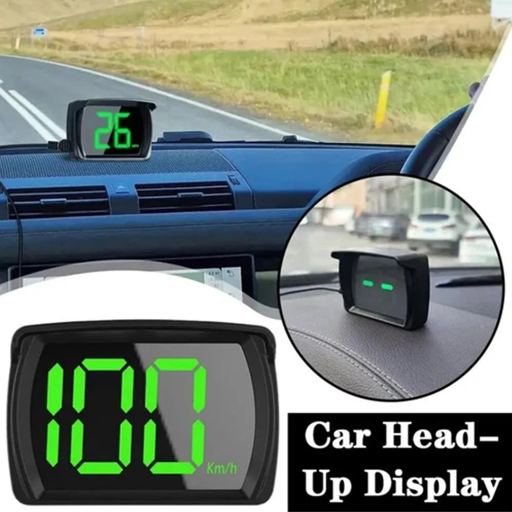 New Universal Car Head Up HUD Display GPS Digital Speedometer Dual Chips KMH MPH Reminder Meter HD LCD Display Plug Play