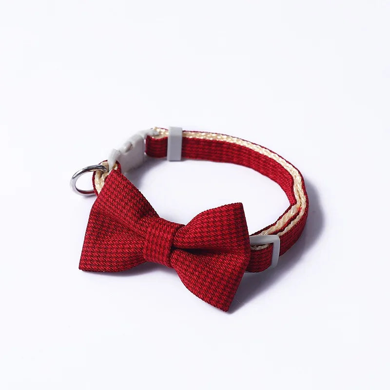 Cute Cat Collar with Bow Tie Adjustable Design Pet Dogs Cats Puppy Necklace Pet Supplies Fashion Accessories Pendant Supplies