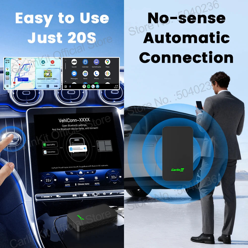 CarlinKit 5.0 C2Air Wireless Adapter Wireless CarPlay Android Auto Plug &Play 2.4Ghz&5.8Ghz WiFi BT Auto Connection For OEM Cars
