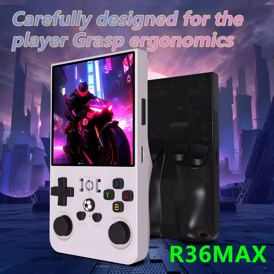 R36MAX Retro Handheld Video Game Console Linux System 4.0Inch IPS Screen Portable Pocket Video Player 64GB 128GB Games Kids Gif