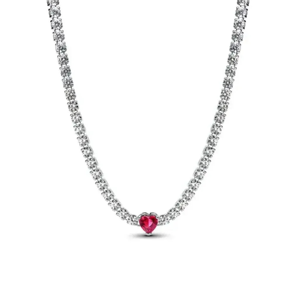 925 Silver Heart & Bow Necklace - Exquisite Women's Jewelry Gift
