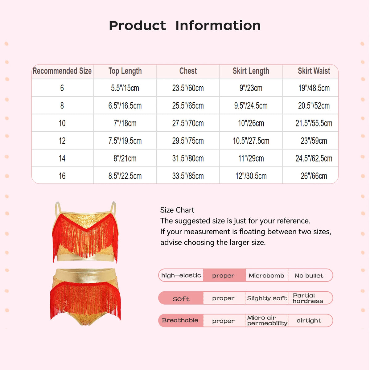 Girls fringe top and skirt Latin dance set