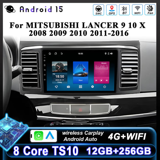 Android Car Stereo for Mitsubishi Lancer 9, 10 & X (2008–2016) — CarPlay, GPS, DSP, 4G+WiFi, 2-DIN