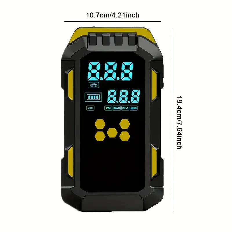 12V Durable 2-in-1 Car Jump Starter & Tire Air Compressor - 150PSI, -40°C-80°C Low-Temp Operation, USB Port for Phones