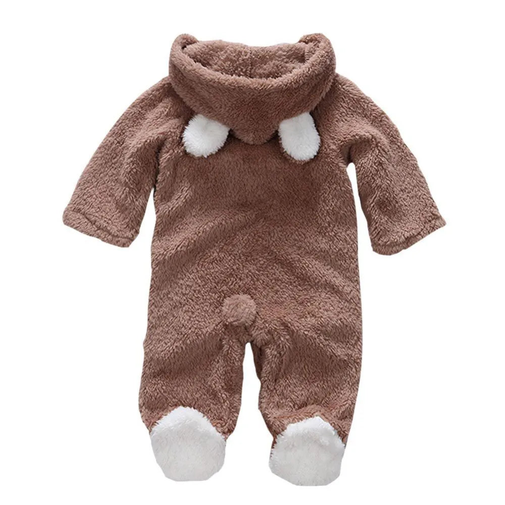 Cute Animal Fleece Baby Romper - Hooded Winter Onesie 0-12 Months - photo 13