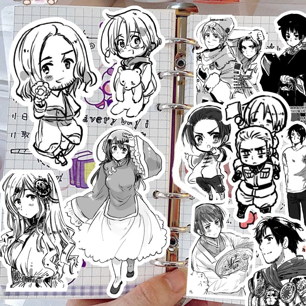 65Pcs Hetalia APH Anime Peripheral Stickers DIY Handbook Decoration Phone Case Cup Skateboard Waterproof Graffiti Stickers