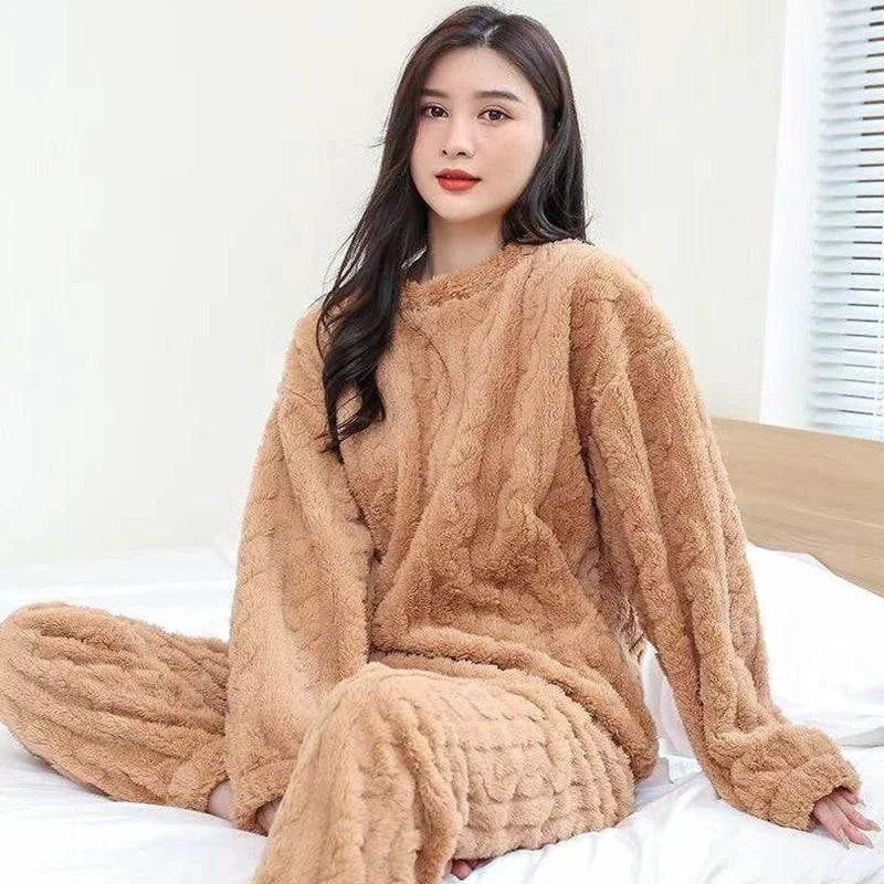 Women's Ribbed Velvet Pajama Set, Pullover and Pants