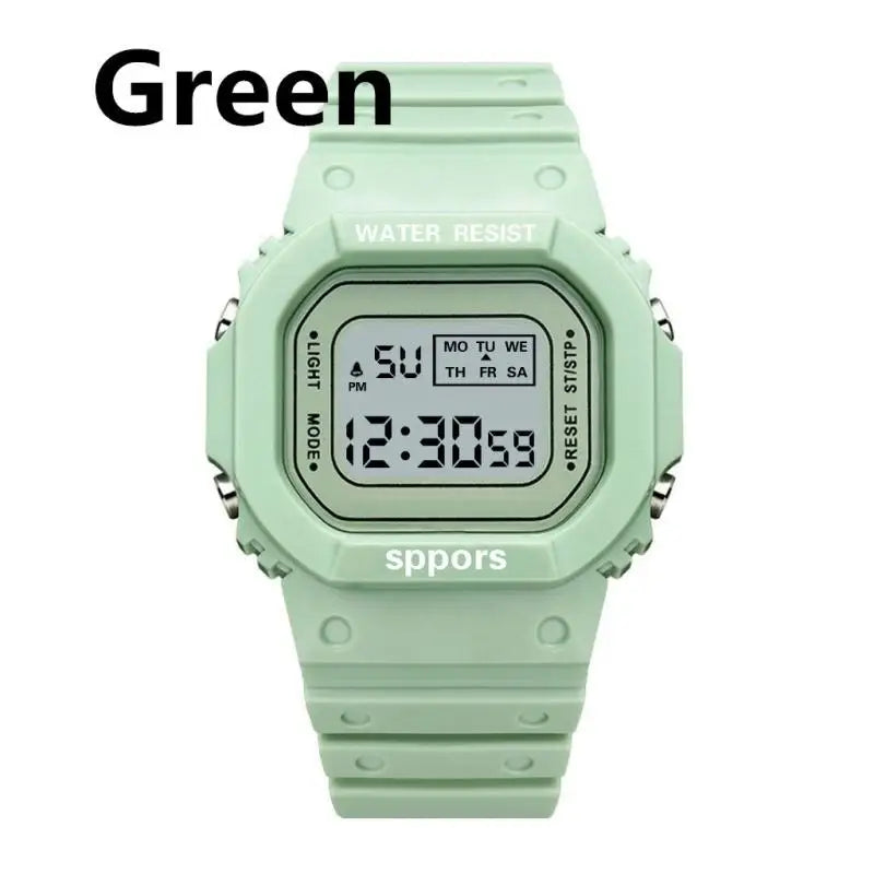 LED Sports Watch for Boys & Girls Student Electronic Square Digital Waterproof Rubber Clock Colorful Men Women