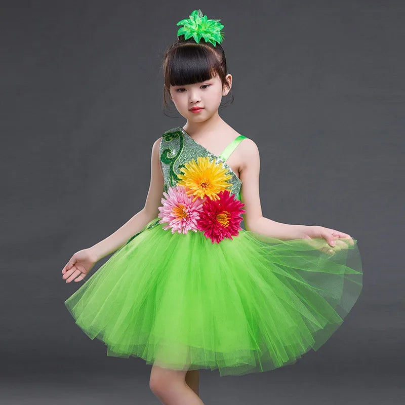 Girls multicolor modern dance dress
