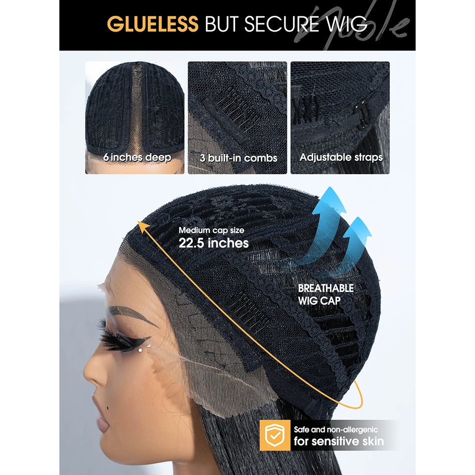Noble Synthetic Lace Front Wig Cosplay 38 Inch 13X4X1 Straight Lace Front Wigs For Women Blonde Wigs High Density Lace Wig