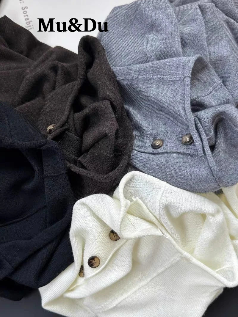 Women's Mock Neck Button Cardigan - Long Sleeve Knit Sweater - photo 3