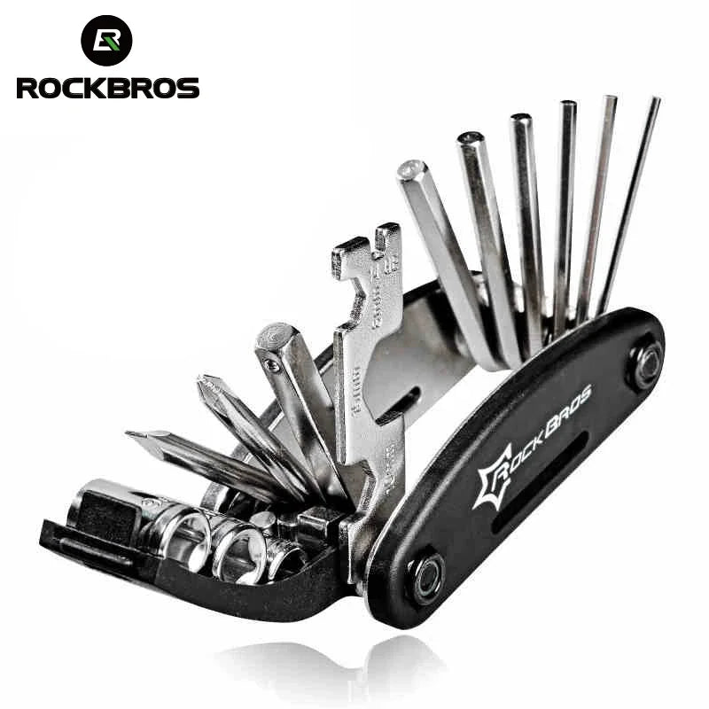 ROCKBROS Multi-Function Bicycle Repair Tool Kit Portable Hex Spoke Screwdriver Wrench Mountain Road bike Cycling Tool Sets Black