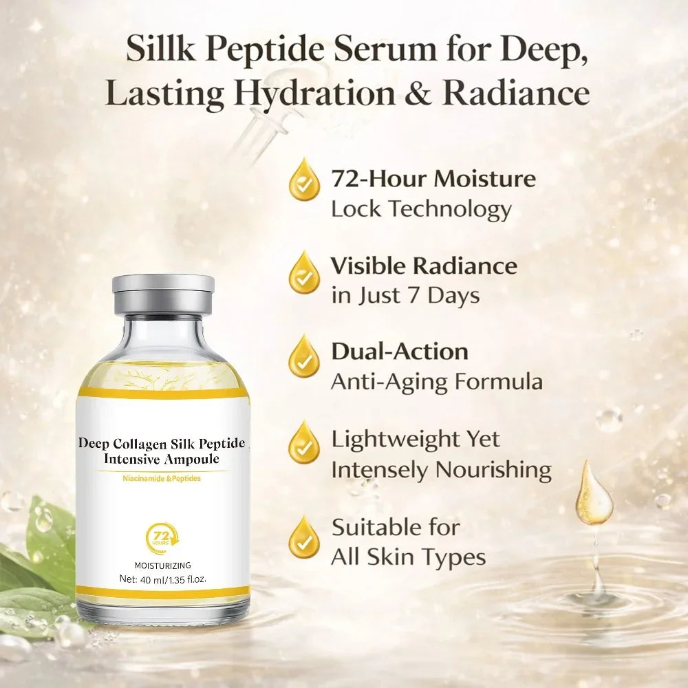 rrAmpoule intensive au collagène et aux peptides de soie, hydratant profond, renforce la peau, lifting, resserrement et fermeté,