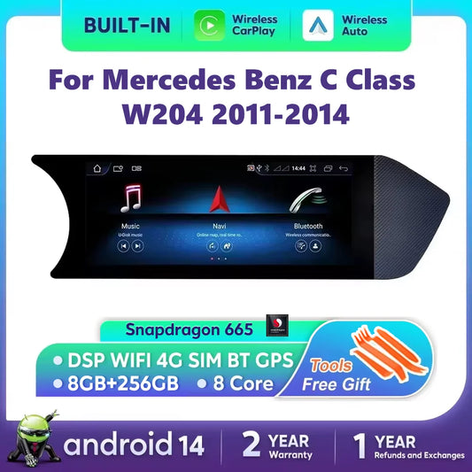 Car Stereo with Apple CarPlay & Android Auto, Compatible with Mercedes C-Class W204 (2011-2014)