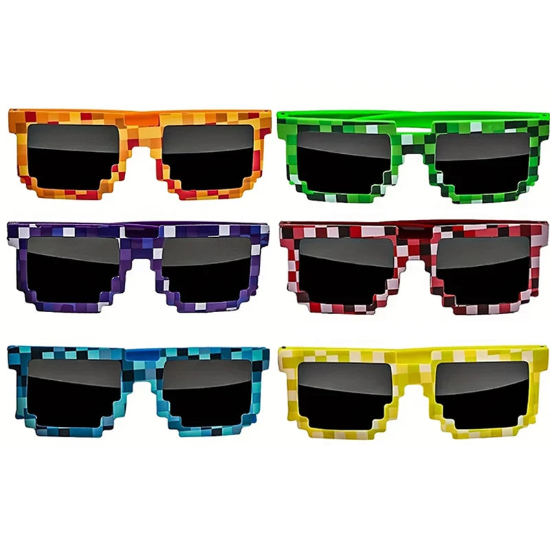 Pixel Theme Party Favors Pixelated Sunglasses Silicone Bracelets Birthday Decoration Party Supplies Gift