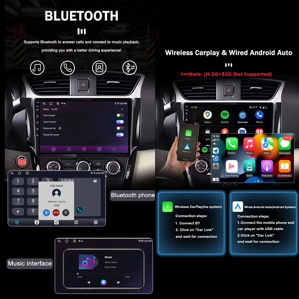 7" Car Stereo with Apple CarPlay & Android Auto, Compatible with Fiat 500 (2007-2015)